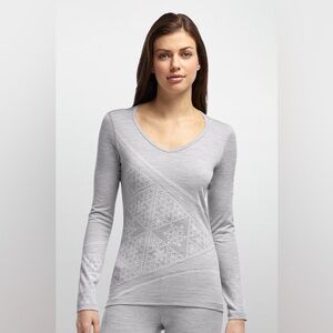 RARE Icebreaker x Simon Beck merino wool long sleeve baselayer, heather gray, M